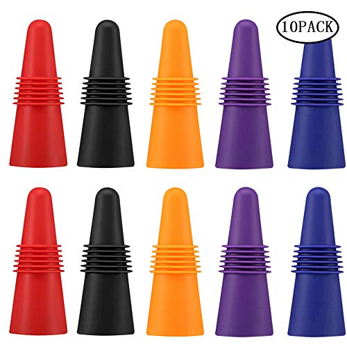KEKU silicone colorato riutilizzabile bevande e cruet (set da 10 pezzi), rosso, blu scuro, arancione, viola, nero