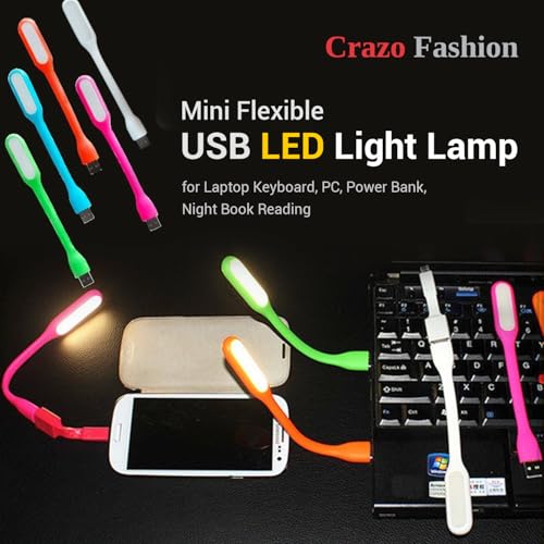 Image of Mini Flexible USB LED Light for Laptop Keyboard, PC, Power Bank, Night Book Reading Lamps Silicone Portable Gadget Multi Color - 17 CM (Pack of 5)