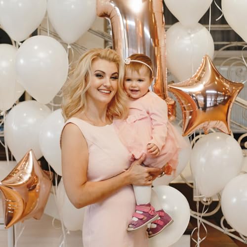 Image of White Balloons Birthday Decorations 30 Pack 18 inch Round Wedding Ballons for White Themed Wedding Graduation Birthday Party Backdrop 4th of July Decorations Independence Day