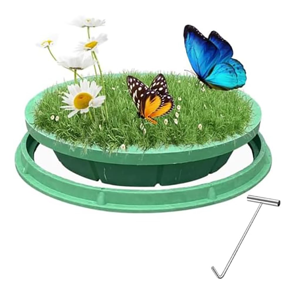 Couvercle de fosse septique invisible 60cm pour masquer et sécuriser un regard d'égout