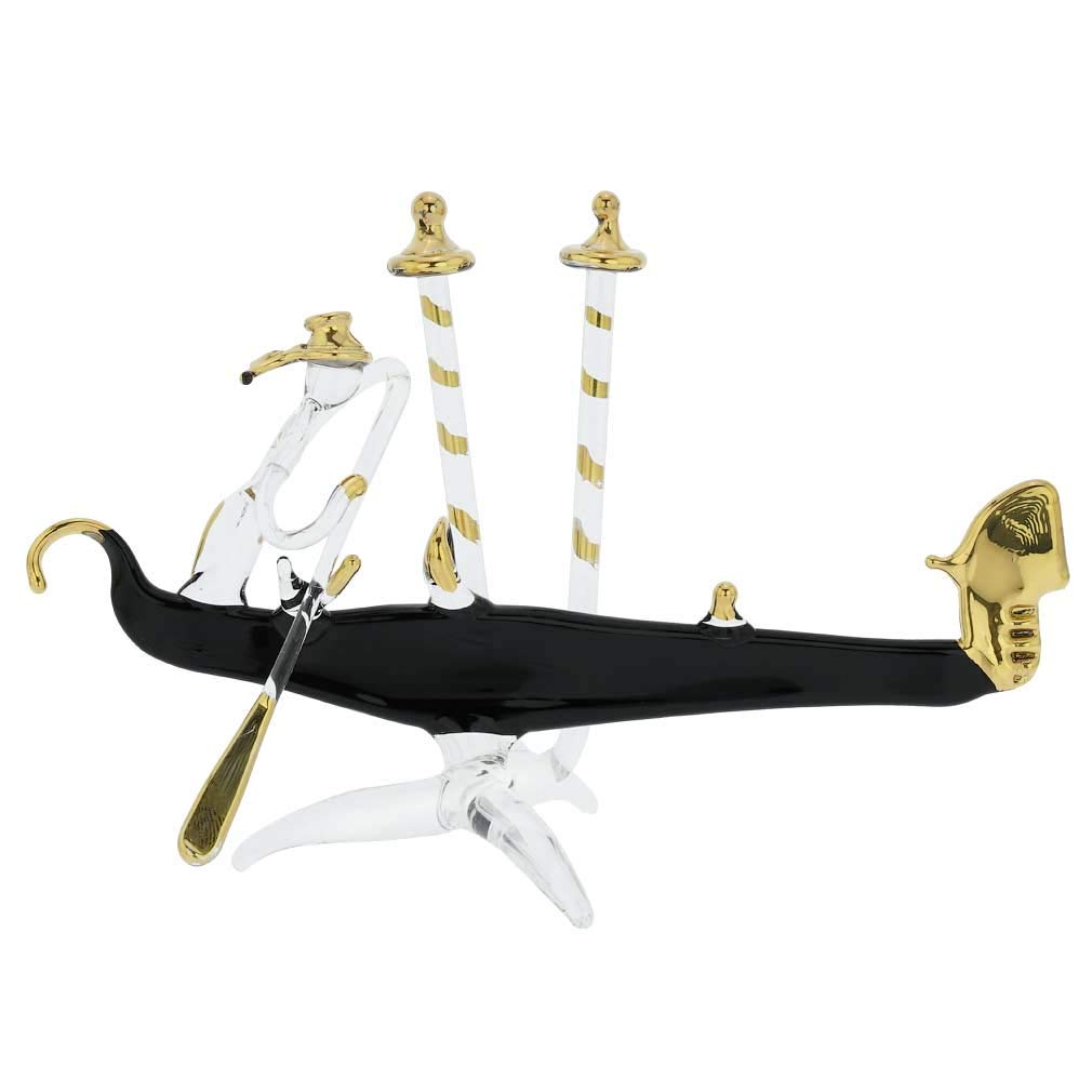 GlassOfVenice Murano Glass Flat Gondola with Gondolier