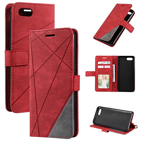 Kukoufey Funda para ZTE Blade A6 Lite Funda de Cuero,Funda para ZTE Blade A6 Lite Funda Carcasa Case Red