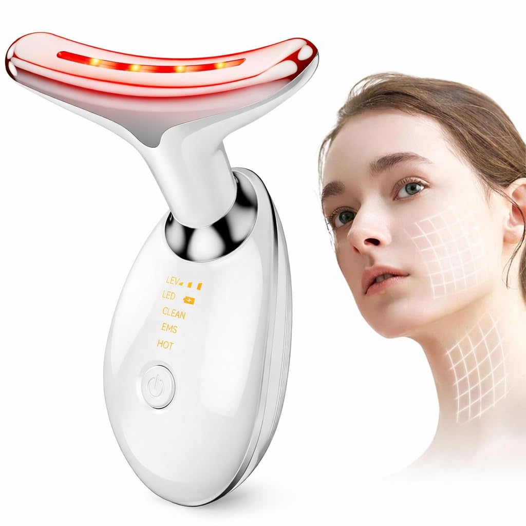 KIMEE 2025 Style - Face Massager Electric, Anti Ageing Device, 7 in 1 Multi-Function Facial Massager and 45±5°C Heat, Electric Neck Face Lifting Massager, for Skin Care,Smoothing Wrinkles,Firming Skin and Neck Lifting (White) (7 IN 1 MINI)-picture-18