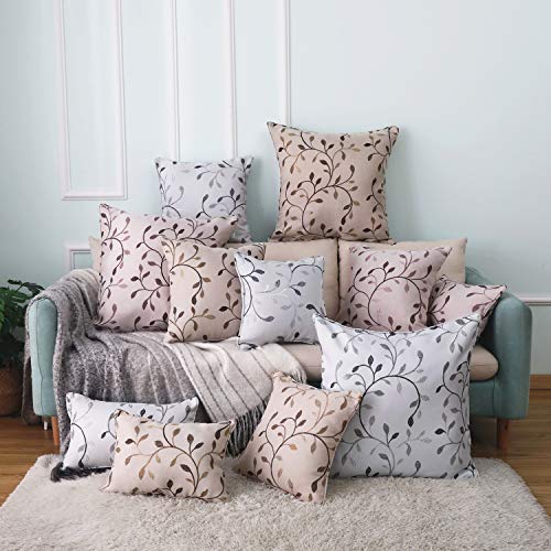 Gyrohome Throw Pillow Case,Pack Of 2, Classical Embroidery Jacquard Leaf Pattern Square Decorative Cushion Cover,Golden,12X18In #TOP7