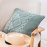 ANDUUNI Decorative Knitted Pillow Case Cushion Cover Double-Cable Knitting Patterns Soft Warm Throw Pillow Covers