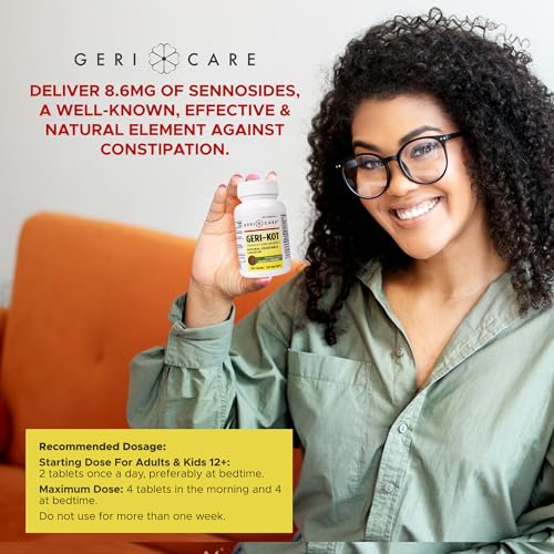 Image of Geri-KOT Senna Laxative & Stool Softener Tablets, 100ct| Natural Vegetable Stimulant Laxative| Smooth Bowel Movement Senna Tablets| Fast-Acting, Gentle Constipation Relief| 8.6mg Sennosides Laxative