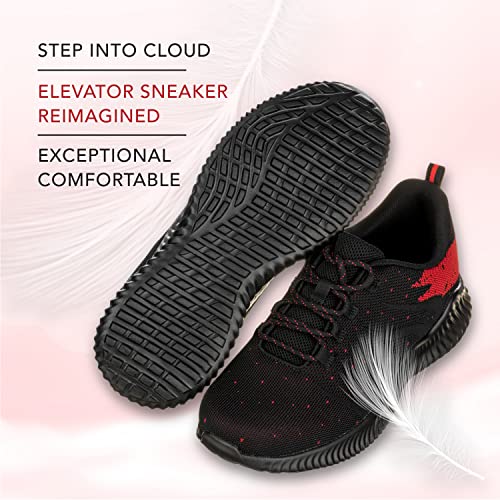 Image of CALTO Men's Invisible Height Increasing Elevator Shoes - Black /Red Ultra Lightweight Sporty Sneakers - 2.8 Inches Taller - Q215 - Size 13 D(M) US