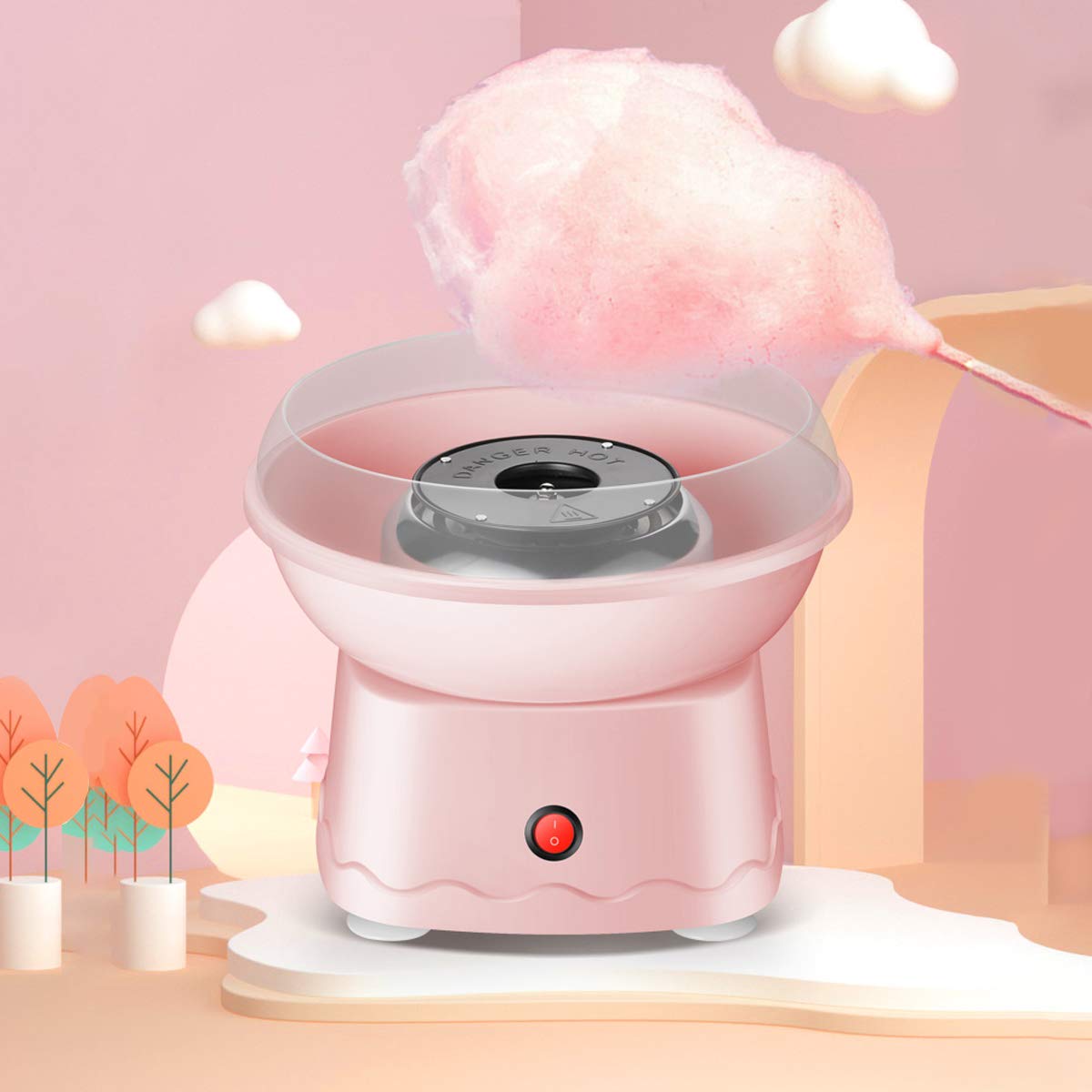 LHChan Cotton Candy Machine for Kids Adults,Homemade Mini Cotton Candy Maker with 10 Cones and Sugar