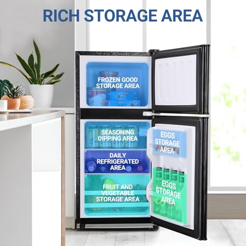 Apartment Size Fridge with Freezer 3.6 Cu. Ft. Mini Refrigerator with Freezer, Small Dorm Fridge Adjustable Thermostat & - Additional View