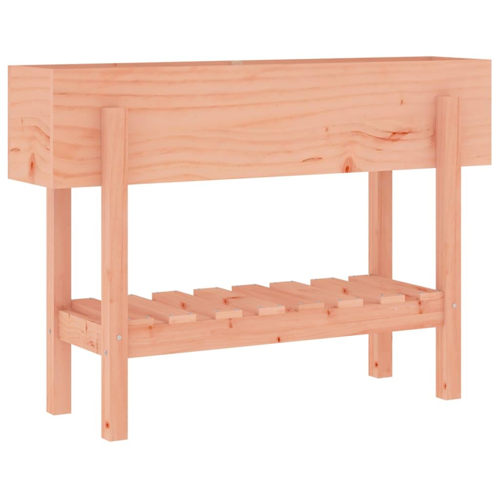 Jardinera de madera maciza, 101 x 30 x 69 cm, para jardín, balcón, terraza, bancal de hierbas, con estante para accesorios de jardín, huertos, madera sin tratar