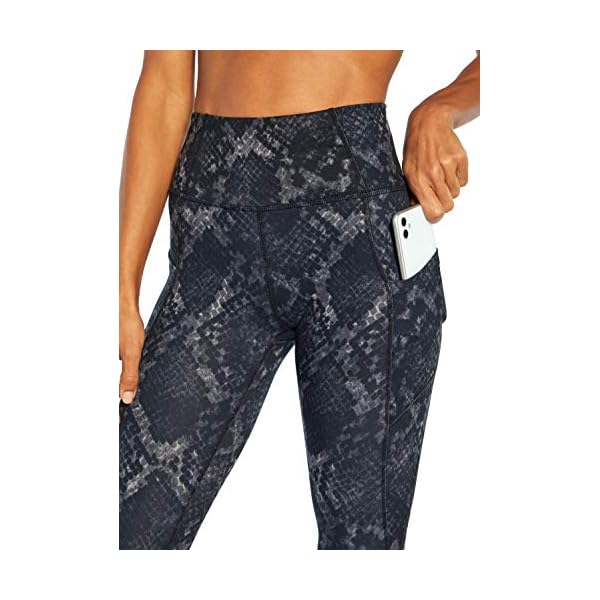 Jessica-Simpson-Sportswear-Tummy-Control-Pocket-Ankle-Legging Jessica Simpson Sportswear Women's Tummy Control Pocket Ankle Legging, Black Cobra, Large