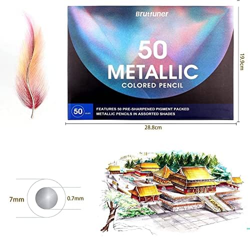 50 Metallic Colored Pencils.Suitable for Adults, Kids and Coloring Books.Artist Sketching Drawing Pencils Art Craft Supplies. Coloring Pencils Set Gift for Adults Kids Beginners 3 51RwX6SFhQL. AC