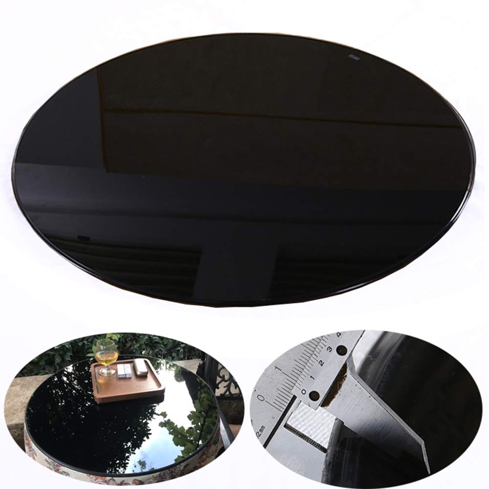 Outdoor Table Glass Round Black Tempered Glass Table Top - 38.6 Inch ...