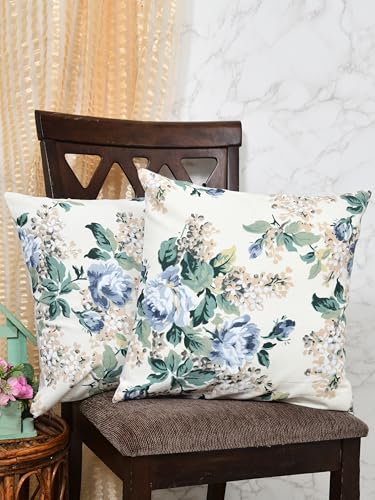 Image of Clasiko Premium Duck Cotton Decorative Throw Cushion Covers for Sofa Living Room ; Set of 5; 12x12 Inches; Spring Meadow