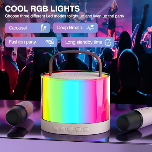 Image of Party Fusion Karaoke Bluetooth Speaker with 10W RMS Stereo Sound, Wireless Mic with 4 Voice Changing Modes, RGB Lights, 10Hrs Non-Stop Music, Multi-Compatibility Modes and Type-C Charging.