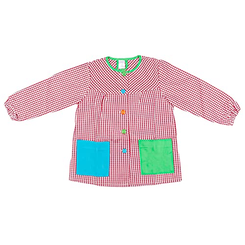H HANSEL HOME Bata Escolar Infantil Multicolor Baby Infantil de Cuadros - (4-5 años, Rojo)