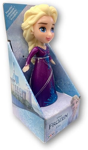 Miniatura 4 de Amarina Empaquetado en caja transparente para regalo, mini muñeca de 3.5 pulgadas, a elegir entre los 14 personajes de Frozen de estilo (ELSA morado)