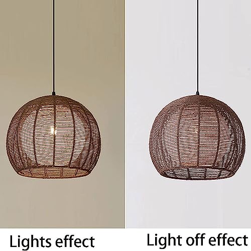 Ayfes Nordic Hemp Rope Chandelier, Vintage Handwoven Rattan Pendant Lights, Height Adjustable Ceiling Hanging Lamp, Restaurant Tea Room Cafe Lighting #TOP4