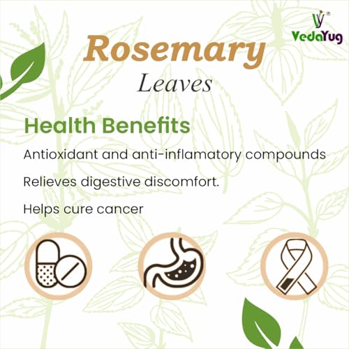 Image of VY VedaYug Rosemary Leaves for Hair Growth, Seasoning and Tea 200g | Dried Rosemary Leaf - 200g