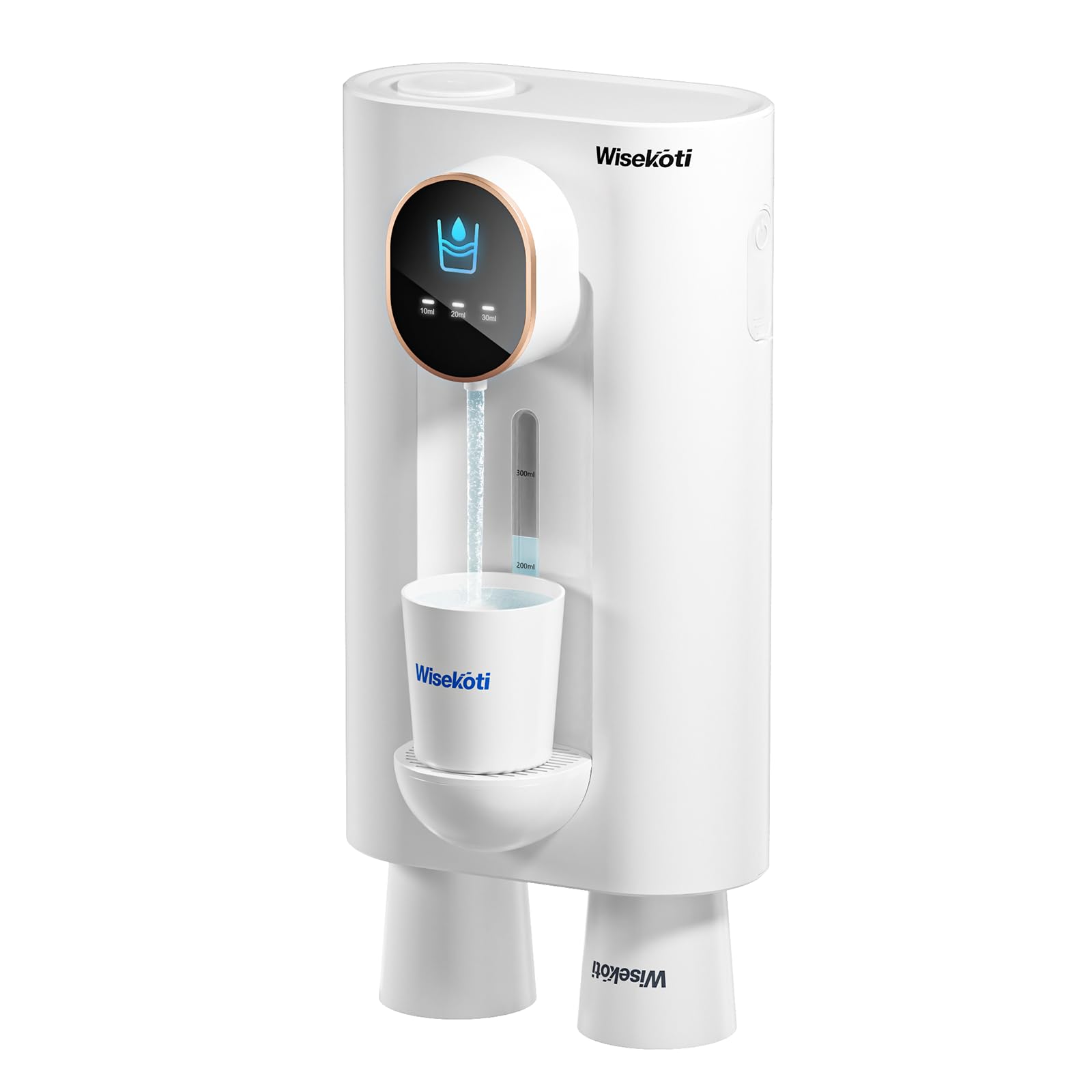 Wisekoti S7 Automatic Mouthwash Dispenser Touchless for Bathroom, Smart Electric Mouthwash Dispenser with 3 Magnetic Cups, Rechargeable, LED Screen Displays 3 Dispensing Amounts