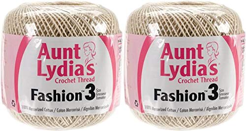 Coats Crochet Aunt Lydia's Fashion Crochet, Cotton Size 3, Natural (182-226) - 2 Pack
