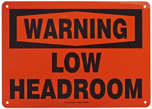 Plaque de signalisation premium en aluminium rigide warning low headroom noir