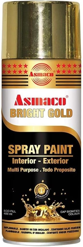 Asmaco Spry Paint Bright Gold 400 Ml Eco Fill Multi Purpose Interior Exterior Quick Drying Acrylic Paint