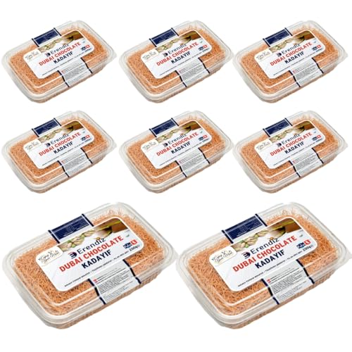 Lote de 8 x Pufai Kadaif asado, kadaif al horno, hilos de masa, cabello de ángel para chocolate de Dubai 200 Gramos