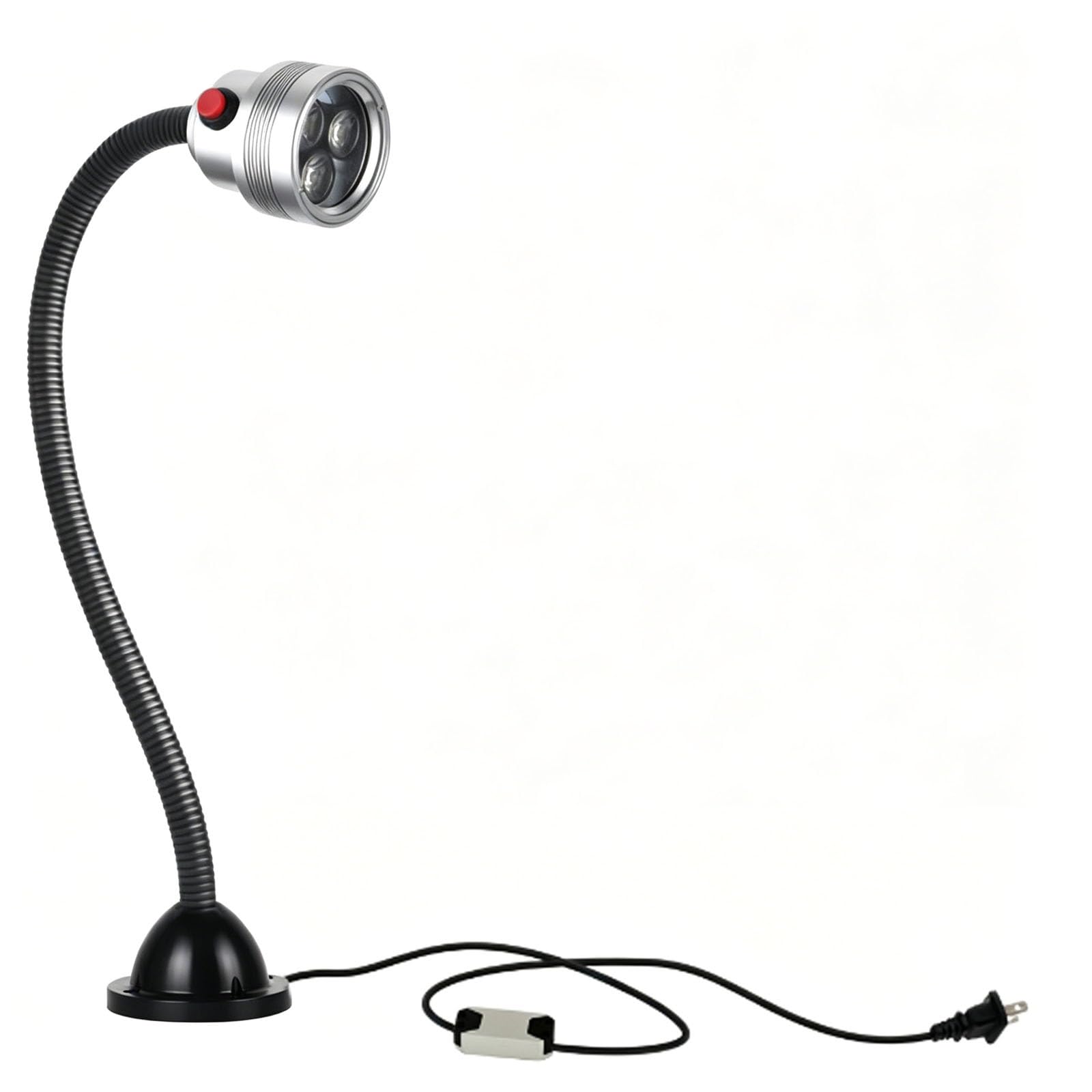 Elastyczna Lampa z Giętką Szyjką, Regulowana w Zakresie 360°, Wodoodporna Lampa Robocza LED o Stopniu Ochrony IP68, do Tokarek i Frezarek(3W Aluminum Cap Base)