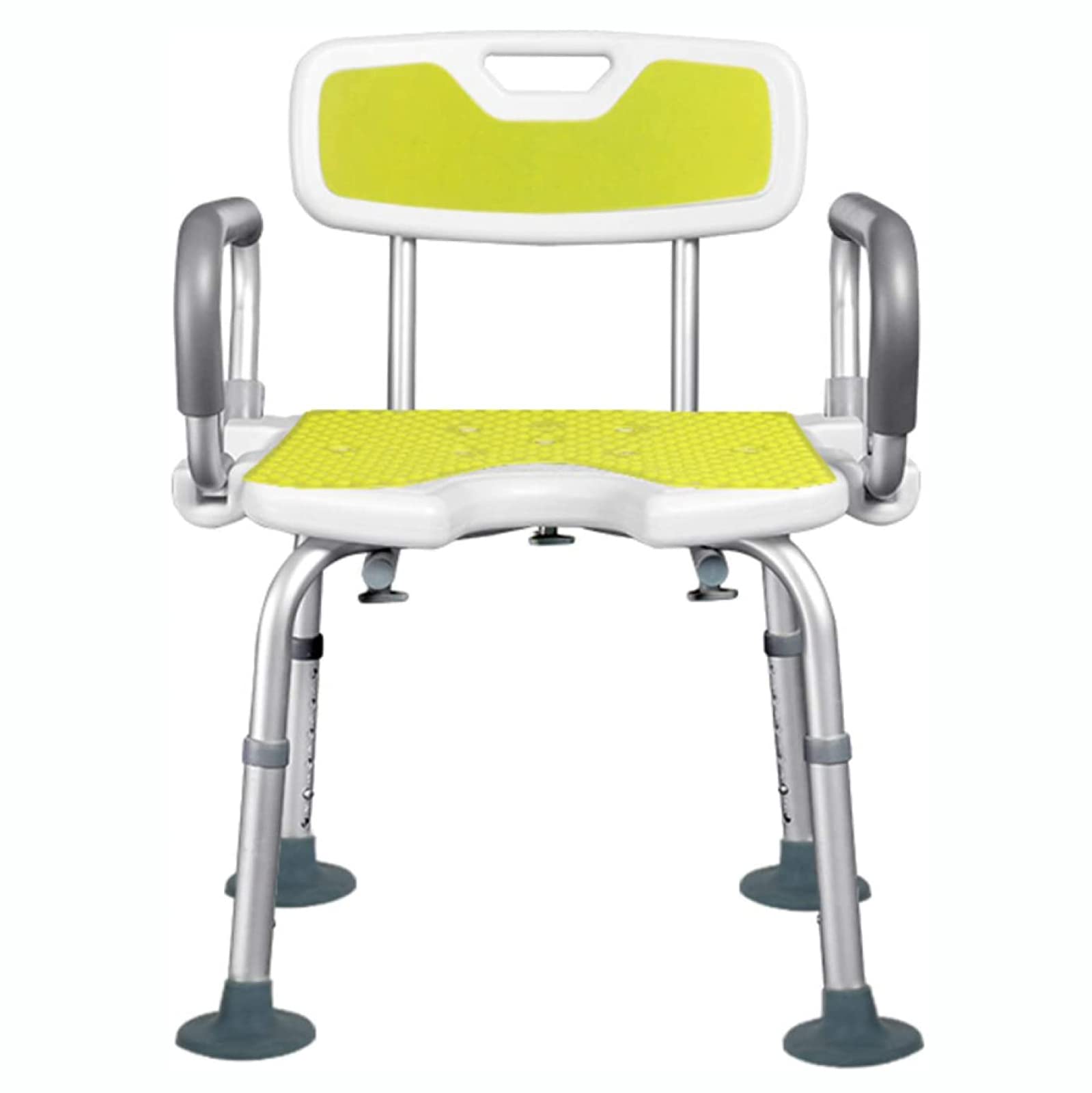 Silla De Baño para Ancianos,Taburete De Ducha Ajustable con Respaldo, Reposabrazos Reversible Tipo Banco De Baño Tipo U, Pies De Ventosa Antideslizantes，para Minusválidos
