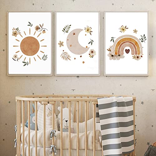 Lot De 3 Affiches Chambre Bébé – 30x40 Cm, Thème Lapin Et Fleurs, Personnalisables Avec Prénom, Toile Imprimée, Sans Cadre - 2