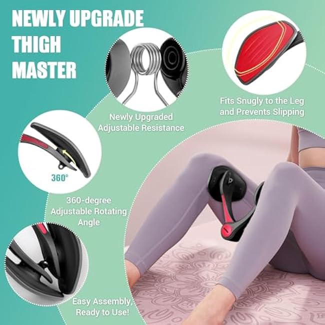Thigh Master Thigh Exerciser for Women, Hip Trainer Kegel Exerciser & Pelvic Floor Trainer, Kegel Trainer for Postpartum Rehabilitation, Trimmer Inner Thigh & Thigh Toner Workout Home Gym