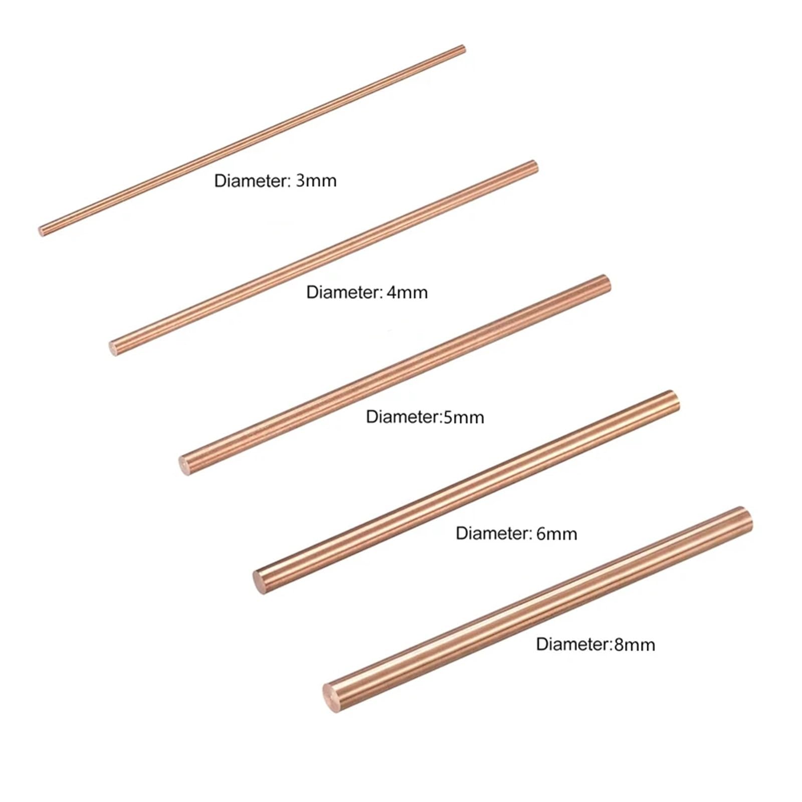 Messingstäbe 1–5 Stück Rundstäbe aus reinem Kupfer, 50–300 mm lange blanke Kupfermetallstäbe, Kupferstangen-Drehstangen, geeignet for Metallhandwerk(1pcs-20X100mm)