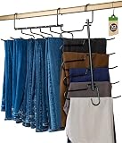 Pants Hangers Space Saving - 2 Pack Aluminum Pant Organizer for Closet Organization, Multiple Pants