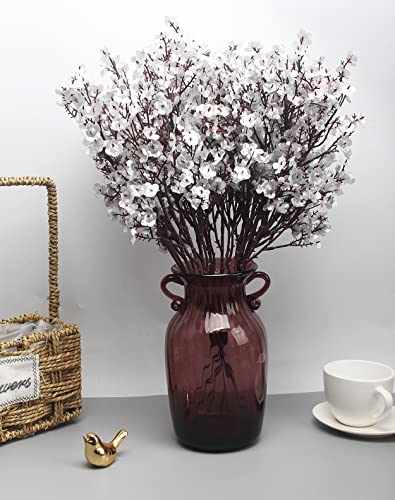 Lucky Bird Silk Artificial Flowers Babys Breath 8 Pcs Bulk Real Touch Faux Gypsophila Bouquet Fake Plant Fall Spring Decor For Home Kitchen Bedroom Wedding Party Decorations(Bright Silver) #TOP6