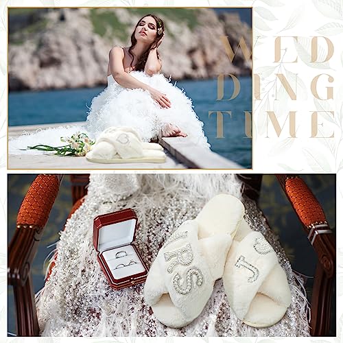 Image of Xtinmee Personalized Initial Wedding Bride Slipper Mrs Pearl Letter Makeup Bag Bachelorette Party Bridal Shower Wedding Gifts(J)