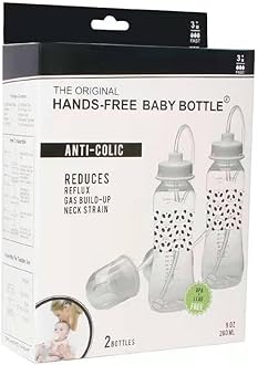 Hands-Free Baby Bottle - Anti-Colic Self Feeding Baby Bottle System 9 oz (2 Pack - Panda)