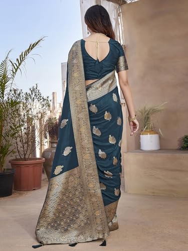 Image of Satrani Women's Jacquard Silk Blend Saree
