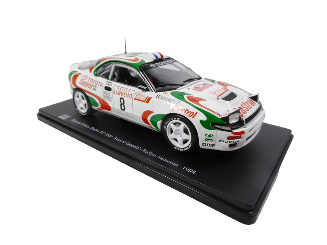 OPO 10 Voiture Miniature reproduite à l'échelle 1/24 Compatible pour Toyota CELICA Turbo St 185 - Auriol - Rallye Sanremo 1994 - RVQ08