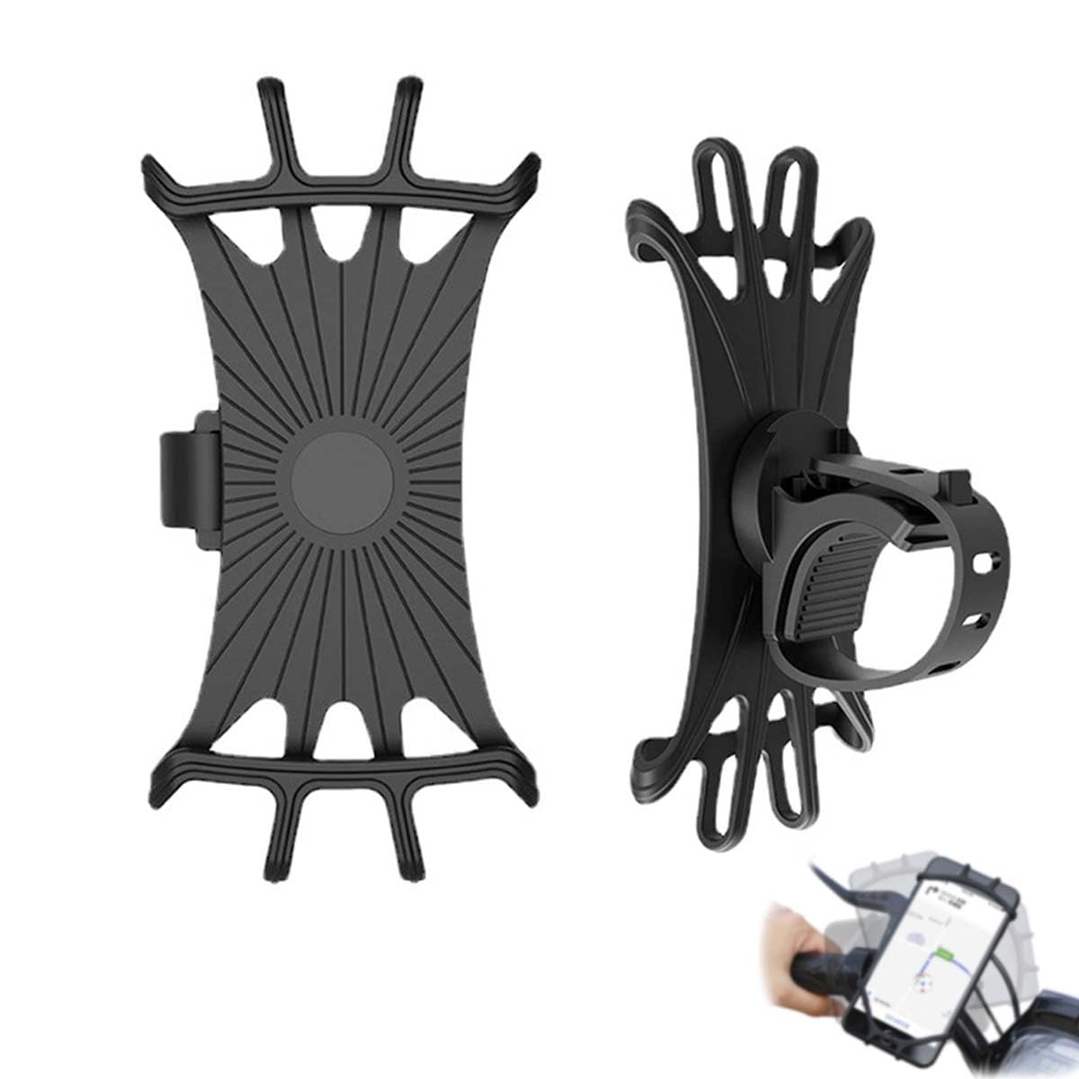 MoEx Supporto Cellulare Bici – Universale In Silicone, Girevole 360°, Per Manubrio E Telaio, Adatto A Sony Xperia E Tutti Gli Smartphone