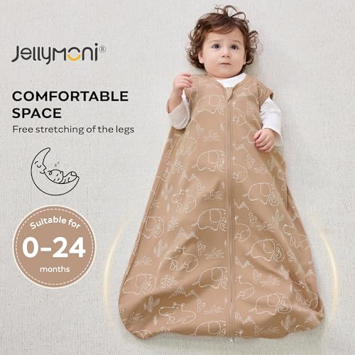 Image of JELLYMONI Baby Sleep Sack 6-12M, 0.5 TOG, 100% Cotton Wearable Blanket | 3 Pack, Soft Cotton Fabric, Breathable Lightweight Sleeveless Sleep Sack, Pre-Shrunk, 2-Way Zipper