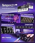 Synido 25 Key USB MIDI Keyboard Controller with 8 Drum Pads, Professional Mini Midi Keyboard with OLED Screen, Beat Maker Machine for Music Production, Black, TempoKey K25