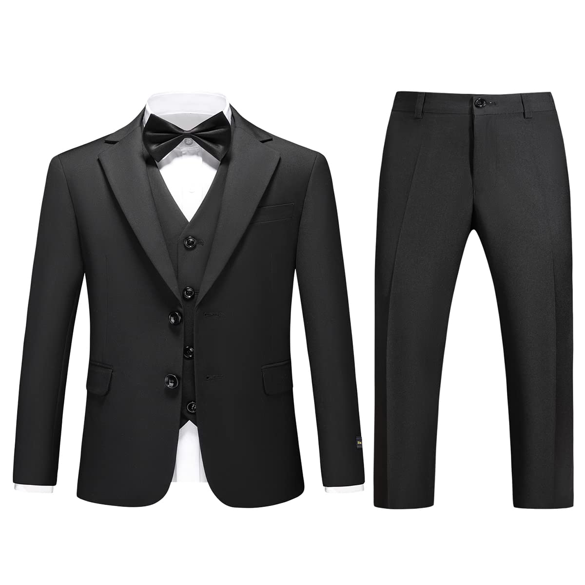 Boys Suits Solid Slim Fit Tuxedo 3 Piece Set with Blazer Jacket Dressing Pants Vest for Kids Wedding Prom Ring Bearer Outfit