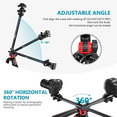 Neewer 72 Inch Camera Tripod Monopod Carbon Fiber With Rotatable Center Column And Arca Type Plate 360° Ball Head, Lightweight Overhead Horizontal Tripod For Dslr Camera Camcorder Up To 33 Pounds #TOP2