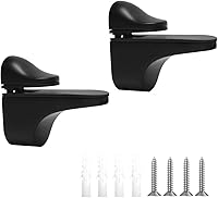 Vista 1 de Soporte de pared ajustable para estante de madera/vidrio, negro, paquete de 2