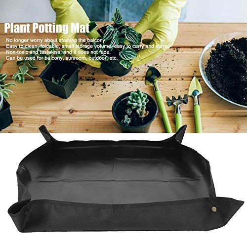 Cikonielf Gardening Mat Oxford Cloth Plant Seedling Repotting Tray for Indoor Flower Transplanting Operating Tidy Potting Mat(Black) - Image 3