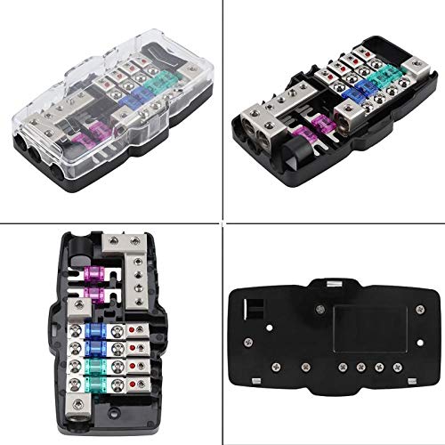 Car Audio Stereo ANL Portafusibili a Lama Blocchi di Distribuzione 04GA Fusibili a 4 Vie Scatola Blocco 30A 60A