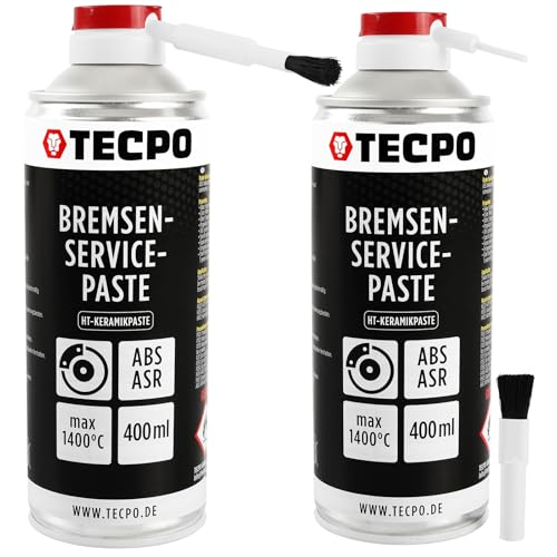 TECPO Hochtemperatur Multimontagepaste, 2X 400ml Hochbelastbarer Dauerschmierstoff für die Bremsscheiben Bremsenpaste Anti-Quietsch-Paste Bremsen Schmierpaste Keramikpaste Kupferpaste