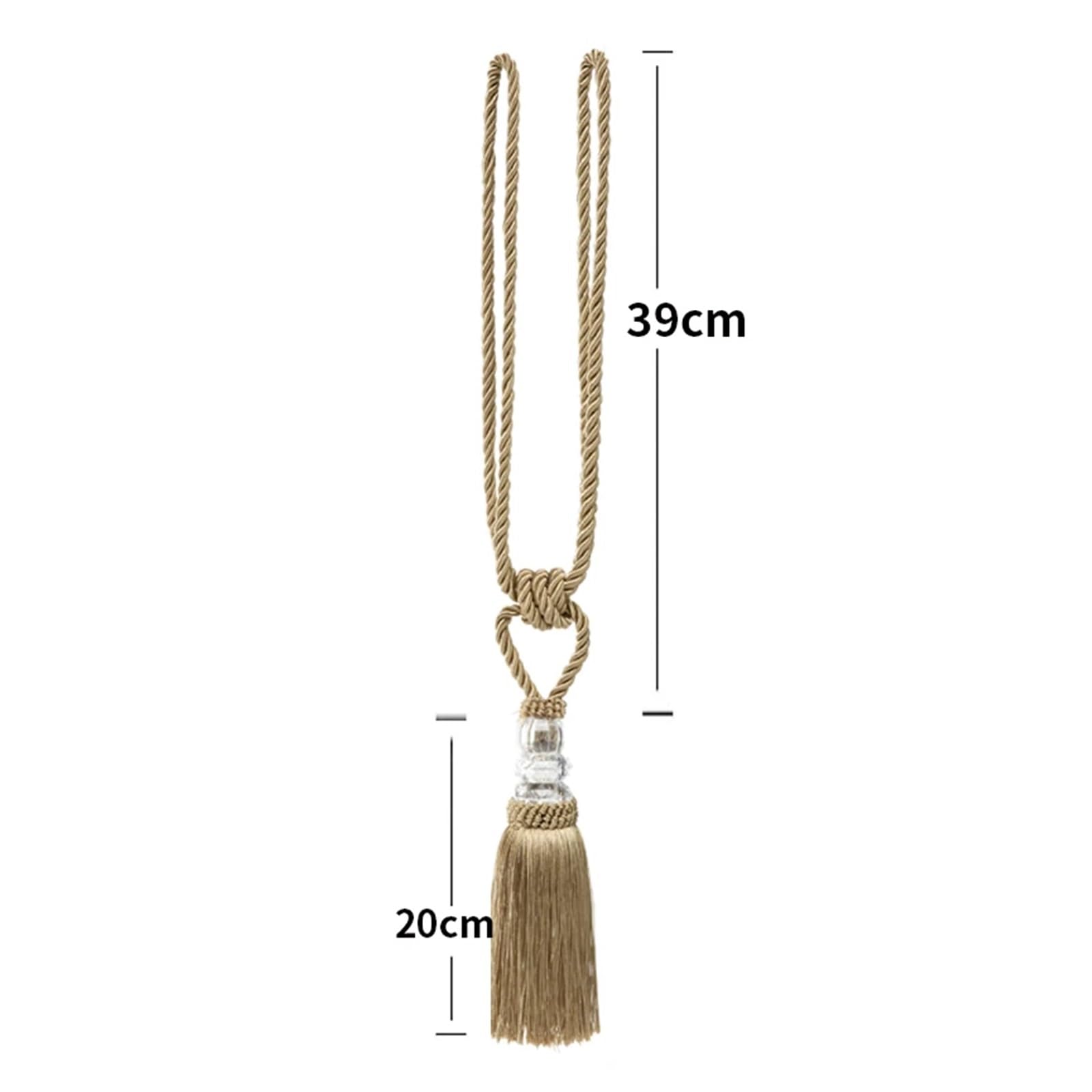 Podwiązki do zasłon, 1 szt. sznurek do zasłon z frędzlami, akcesoria okienne, kryształowe koraliki, ozdobne zasłony, klamrowy(Beige)
