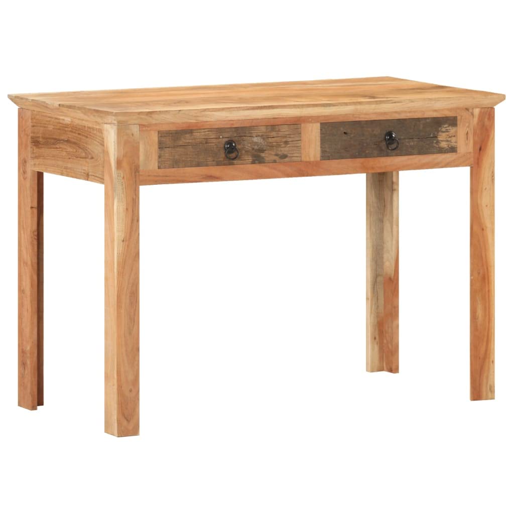 Scrivania Vintage in Legno Massello di Recupero con 2 Cassetti, Dimensioni 110x50x75 cm, per Ufficio Casa Studio e Consolle